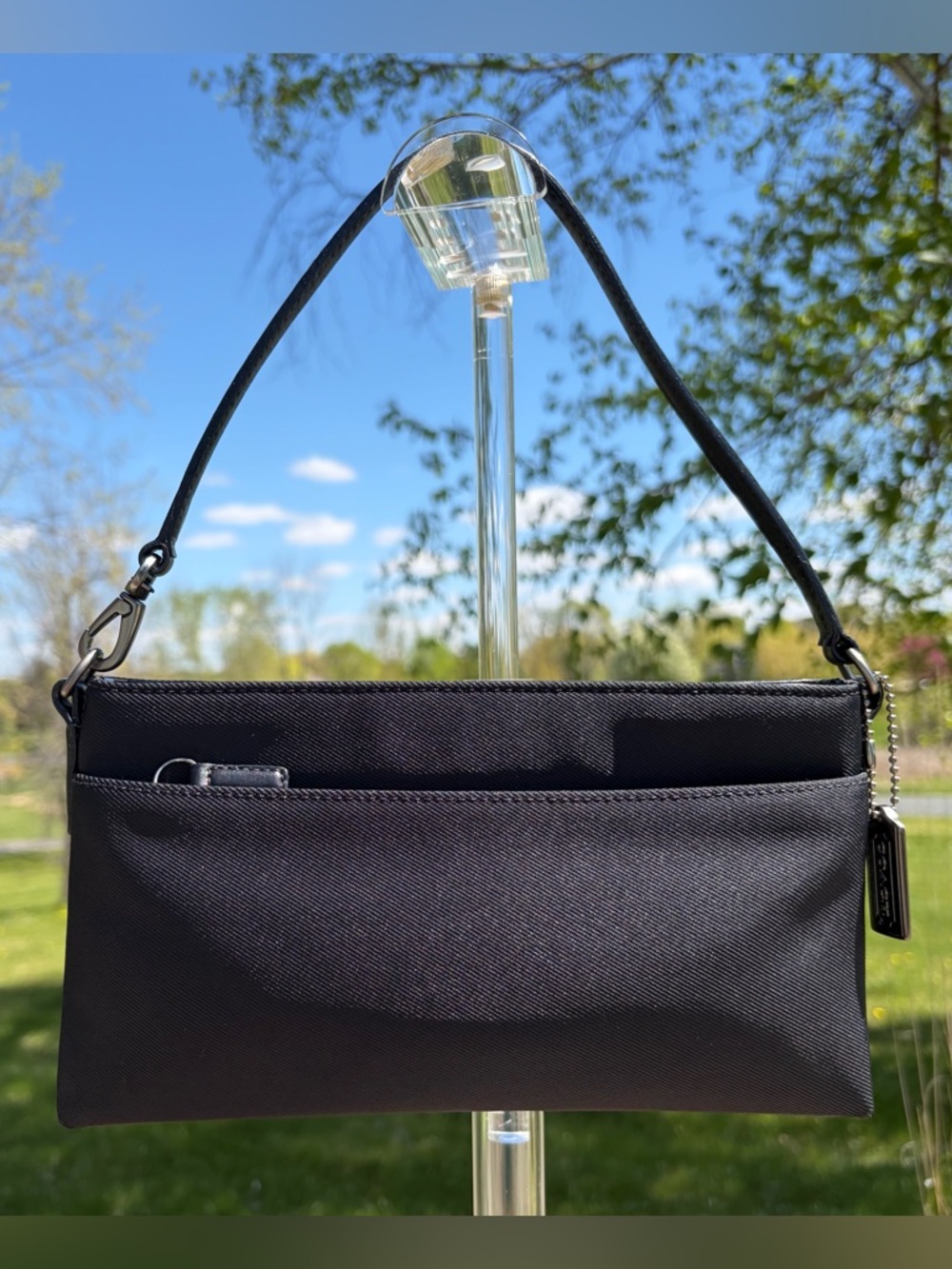 Vintage COACH Mercer Demi Clutch Black Twill Leather 7407 EUC - Picture 3 of 17